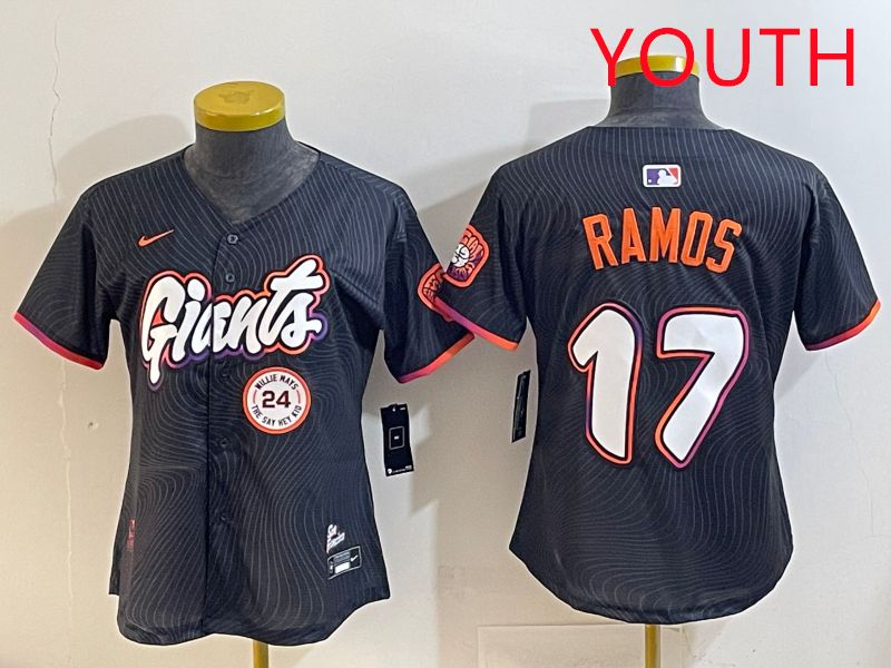 Youth San Francisco Giants #17 Ramos Black Joint Name 2025 Nike MLB Jersey style 11->youth mlb jersey->Youth Jersey